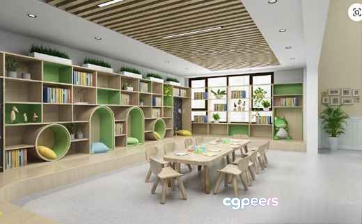 Modern Reading Room 3D Model - 2523 - VRAY Render Modern Reading Room 3D Model - 2523 - VRAY Render