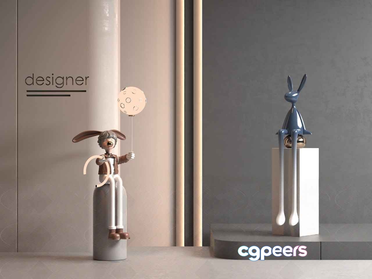 Modern Designer Figurines 3D Model - 972 - VRAY Render Modern Designer Figurines 3D Model - 972 - VRAY Render