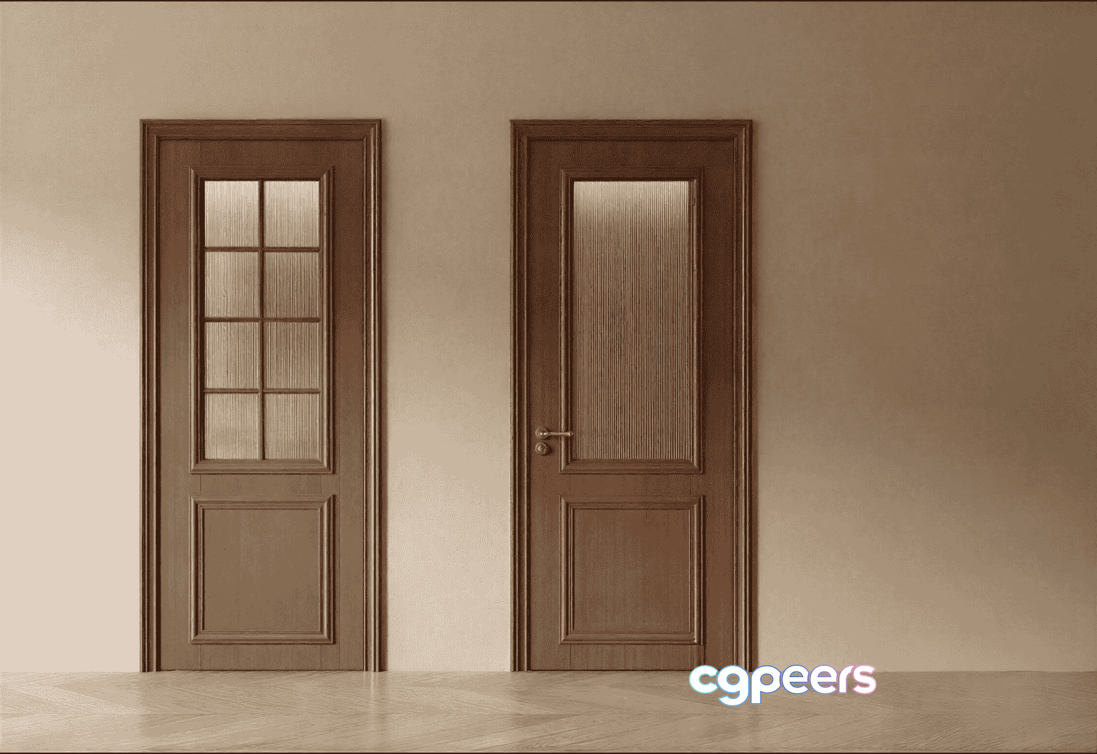 Two Brown Doors 3D Model - 18238 - VRAY Render