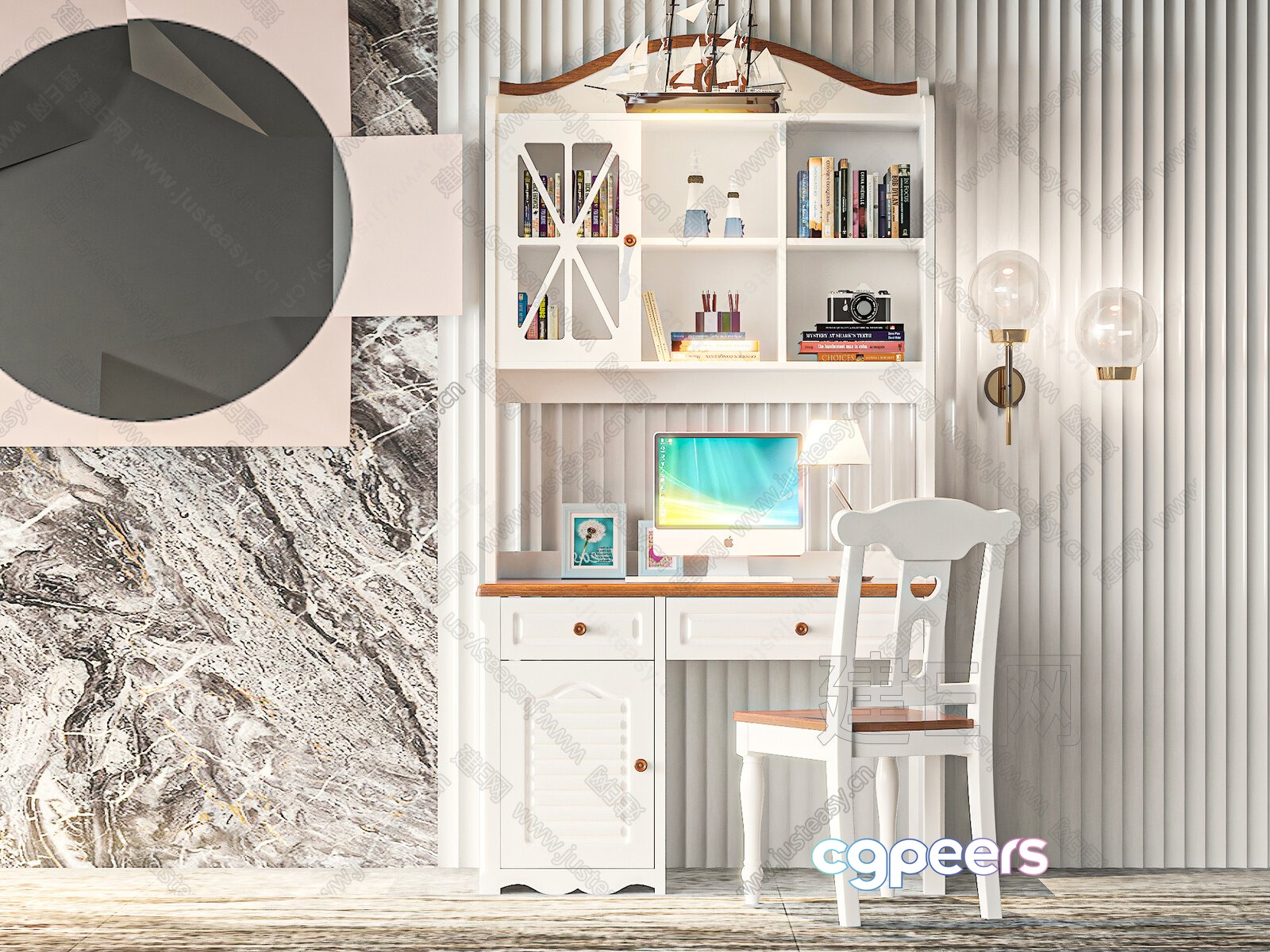 White Desk And Chair 3D Model - 9765 - VRAY Render White Desk And Chair 3D Model - 9765 - VRAY Render