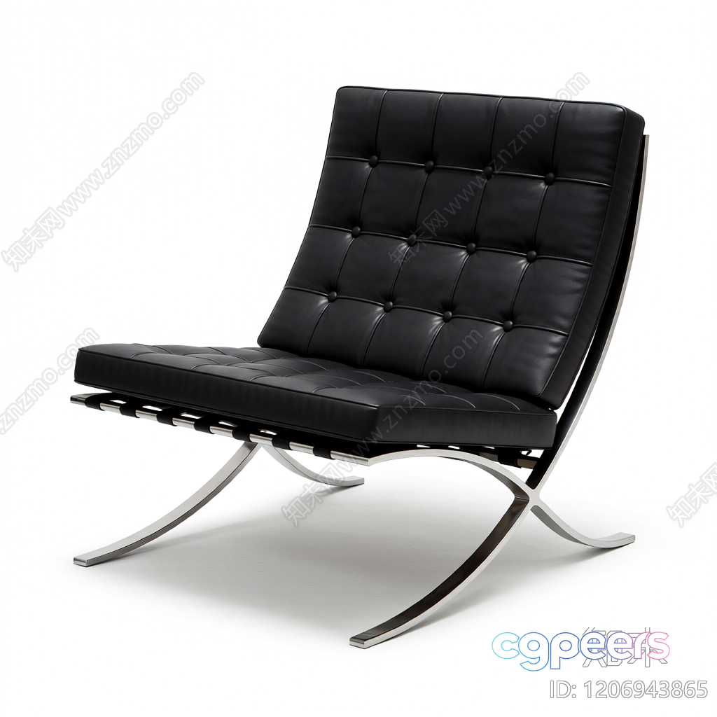 Modern Black Leather Chair 3D Model - 8658 - VRAY Render