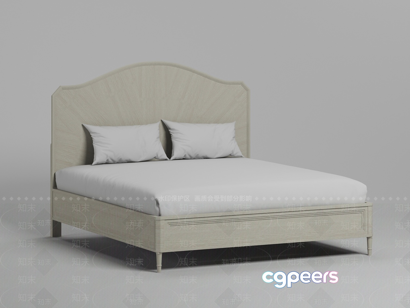 A Light-Colored Bed Frame 3D Model - 1317 - VRAY Render A Light-Colored Bed Frame 3D Model - 1317 - VRAY Render