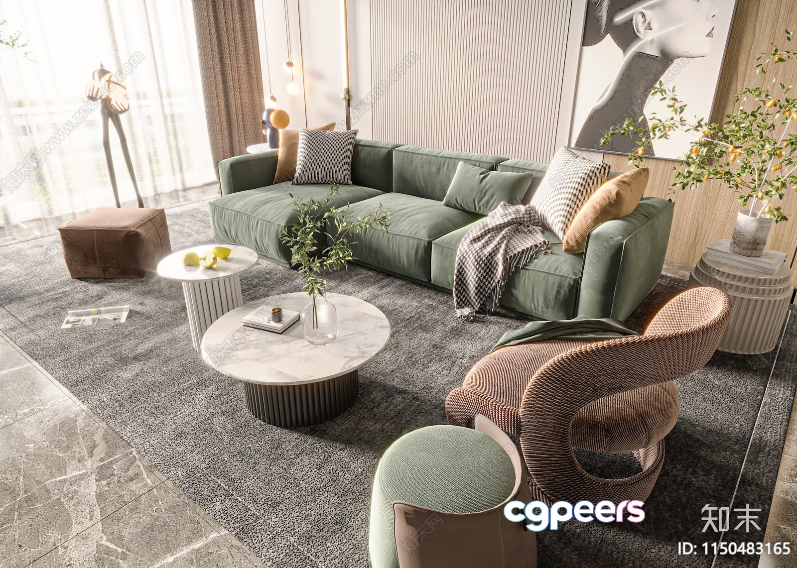Modern Living Room 3D Model - 4094 - VRAY Render Modern Living Room 3D Model - 4094 - VRAY Render