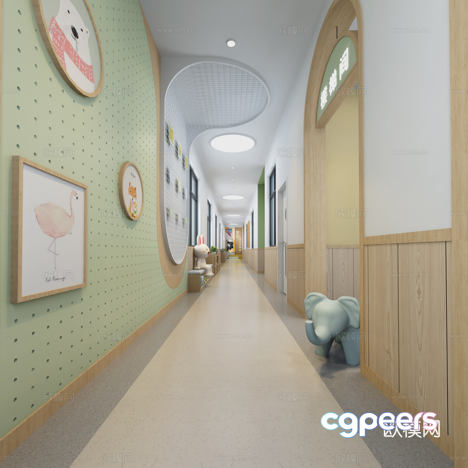 The Main Subject Is A Hallway With A Long Corridor 3D Model - 12234 - VRAY Render