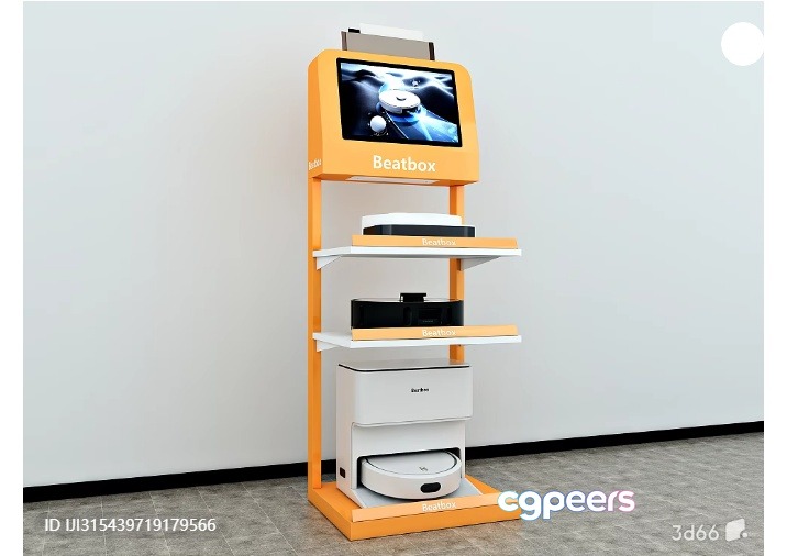 A White And Orange Display Stand 3D Model - 9423 - VRAY Render