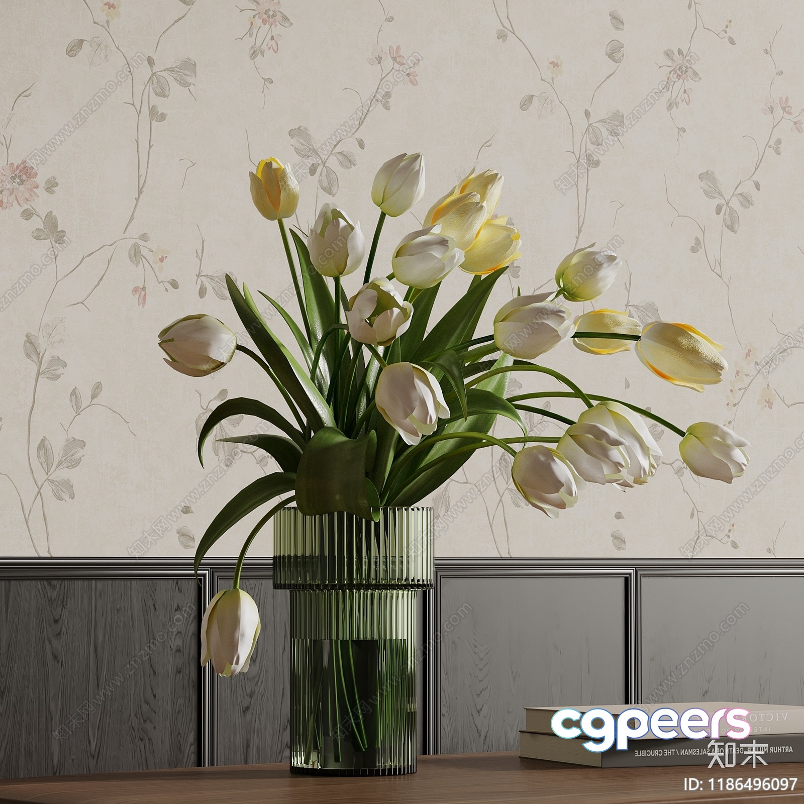 A Vase Of White Tulips 3D Model - 12486 - VRAY Render