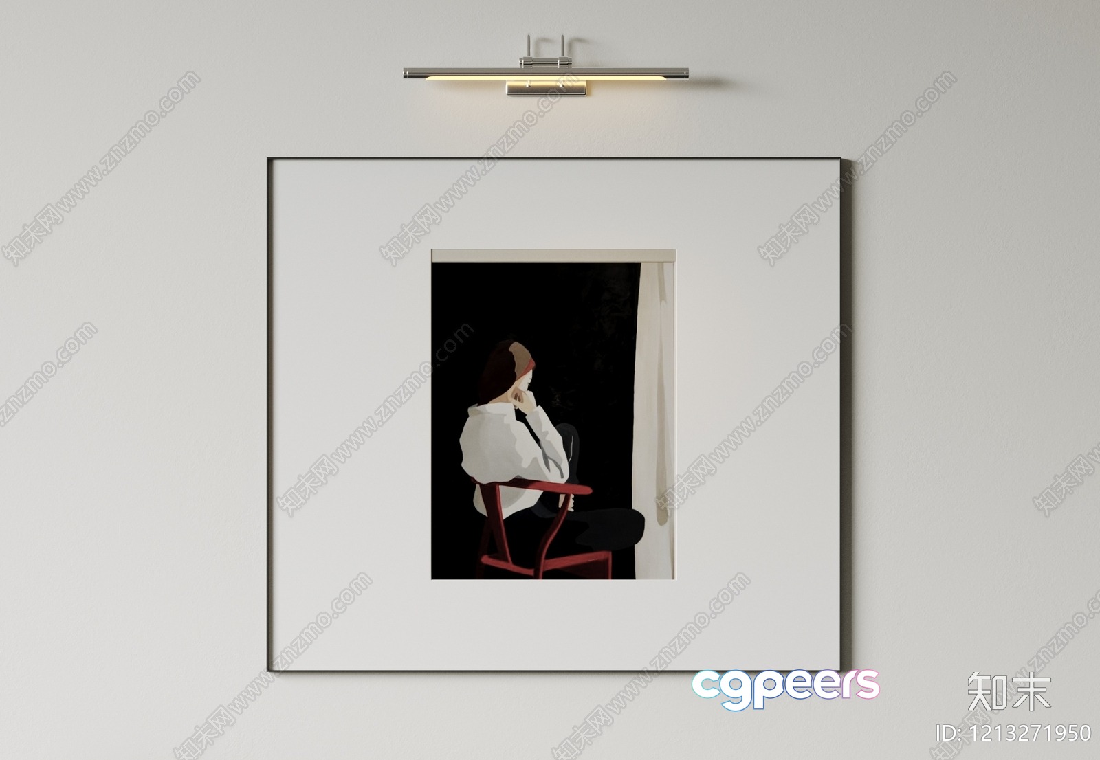 A Framed Painting Of A Person Sitting In A Chair 3D Model - 13882 - VRAY Render