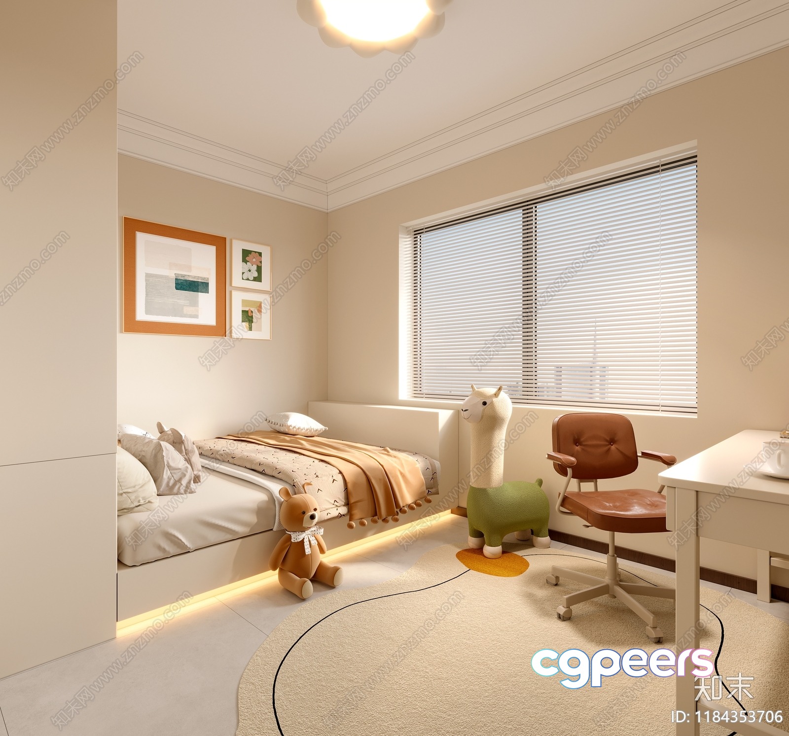 Modern Beige Bedroom 3D Model - 16962 - VRAY Render