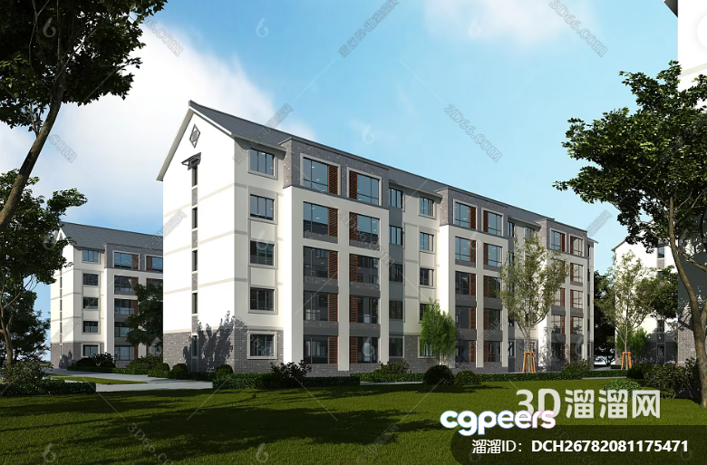 A 3D Rendering Of A Large Multi-Story Building 3D Model - 18459 - VRAY Render
