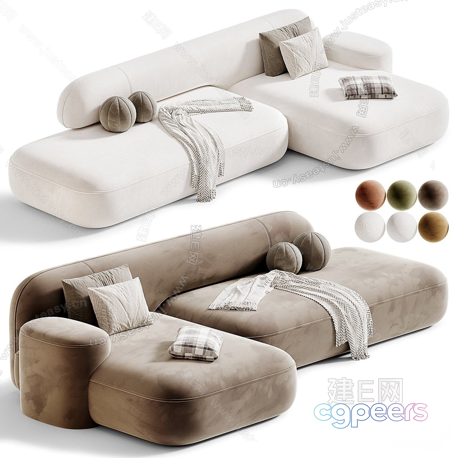 Modern L-Shaped Sofa 3D Model - 12619 - CORONA Render
