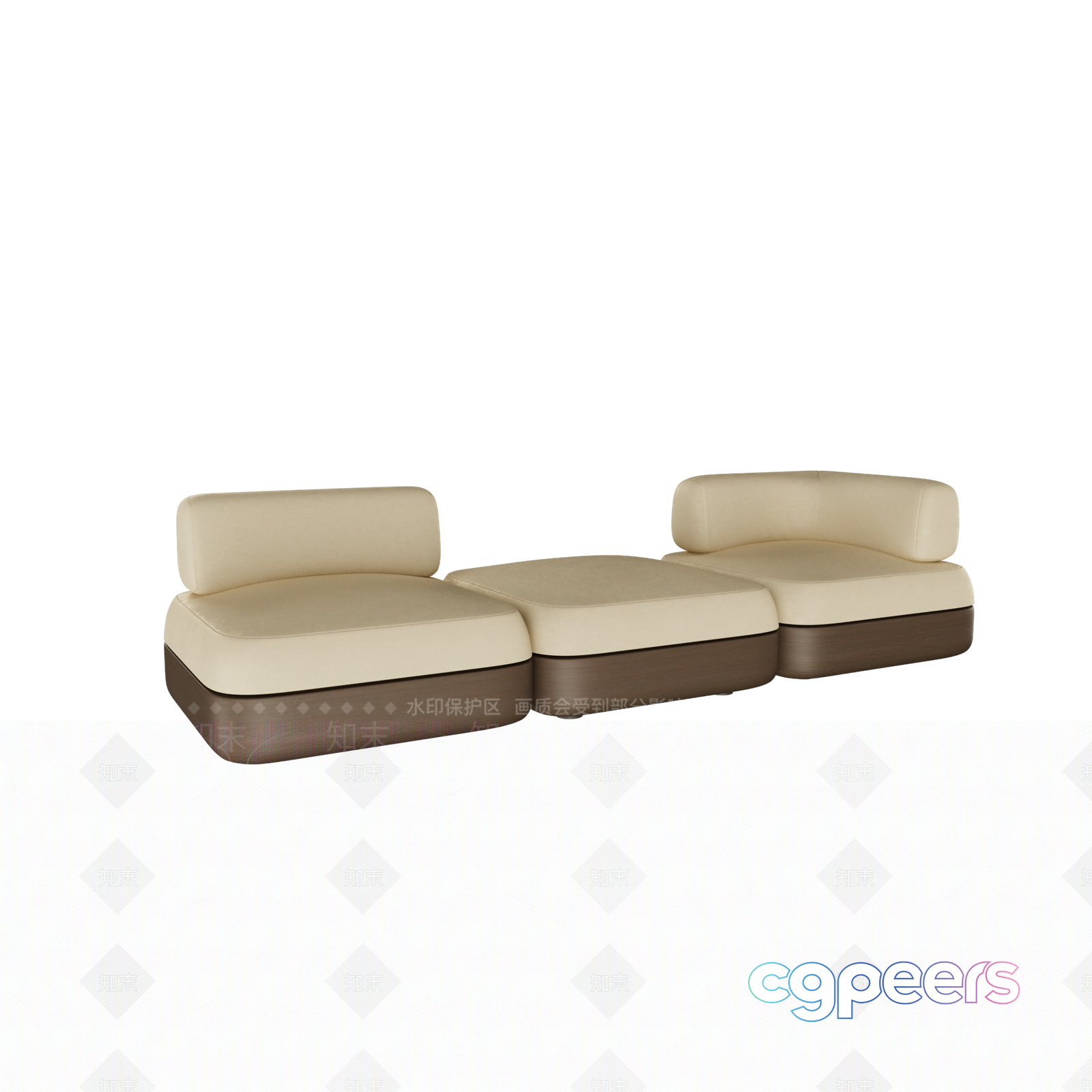 Modern Beige And Brown Sofa 3D Model - 1652 - VRAY Render