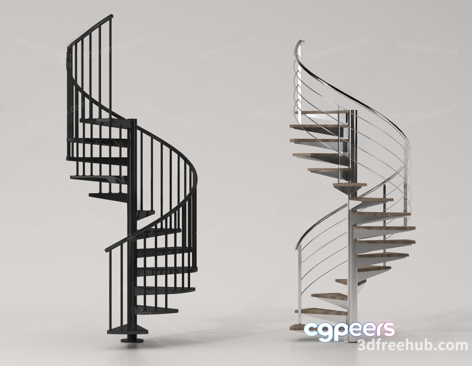 A Metal Spiral Staircase 3D Model - 17298 - VRAY Render