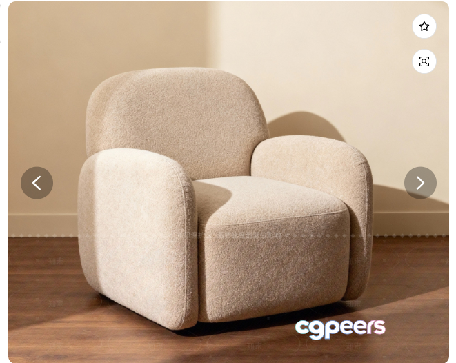 Cream-Colored Chair 3D Model - 19270 - VRAY Render