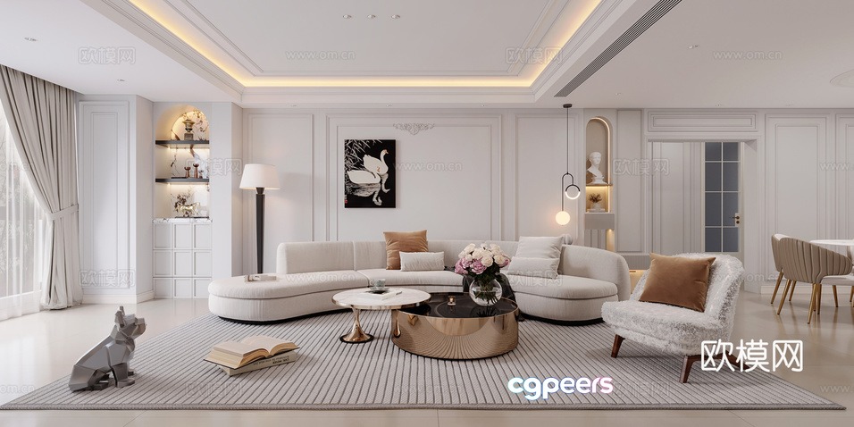 Modern Living Room 3D Model - 260 - CORONA Render Modern Living Room 3D Model - 260 - CORONA Render