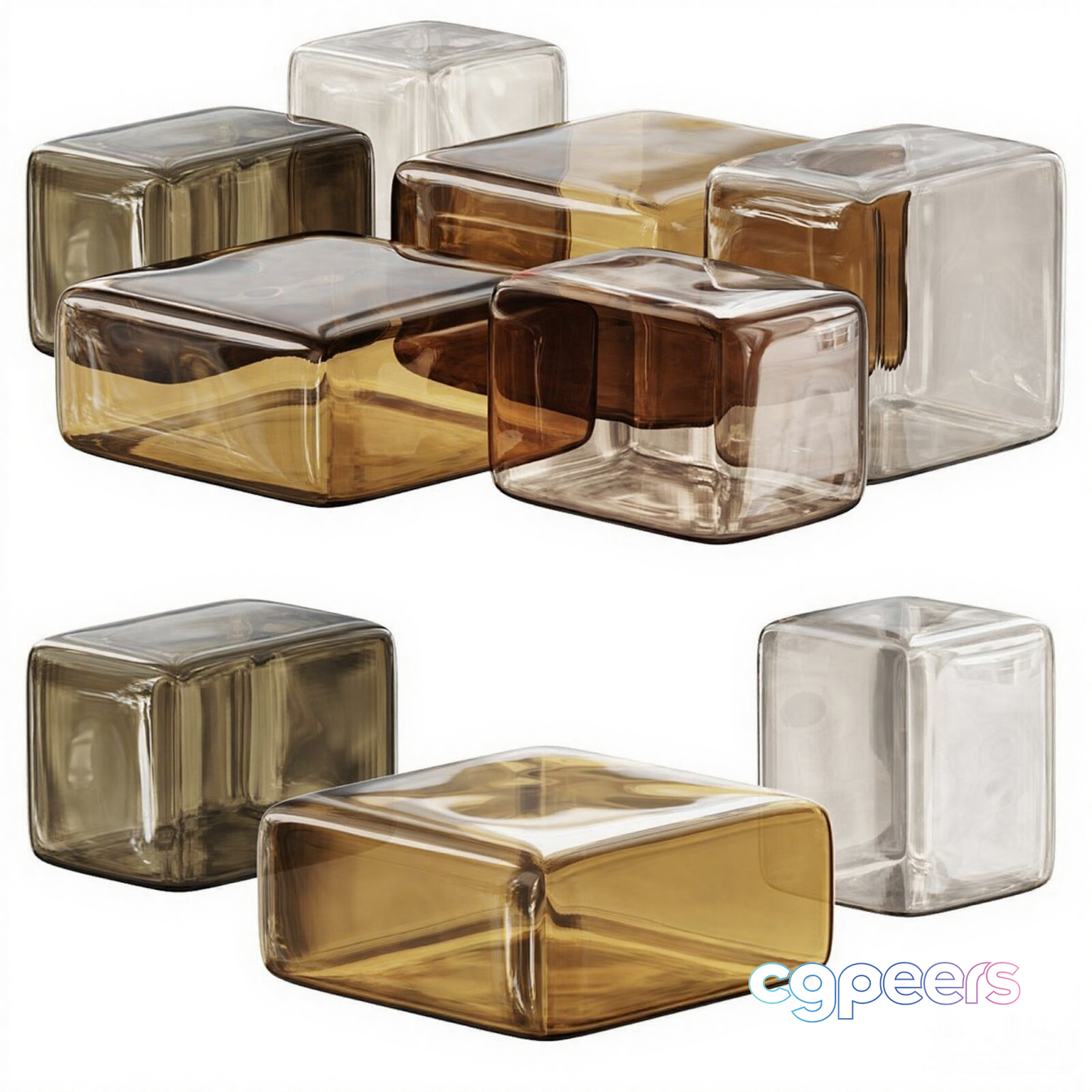 Transparent Glass Cubes 3D Model - 6981 - CORONA Render