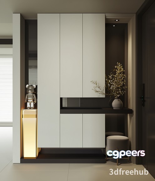 A Modern White And Black Cabinet 3D Model - 22702 - VRAY Render A Modern White And Black Cabinet 3D Model - 22702 - VRAY Render