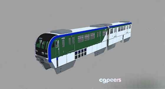 A Train With Green And White Colors 3D Model - 3667 - VRAY Render A Train With Green And White Colors 3D Model - 3667 - VRAY Render