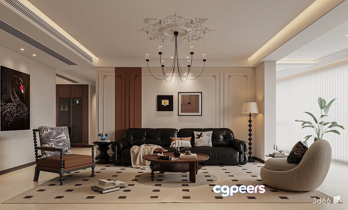 Modern Living Room 3D Model - 22324 - VRAY Render