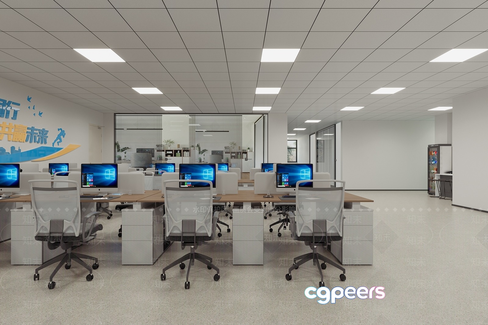 Office Workstations 3D Model - 19569 - VRAY Render