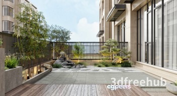 Modern Outdoor Patio 3D Model - 21593 - VRAY Render