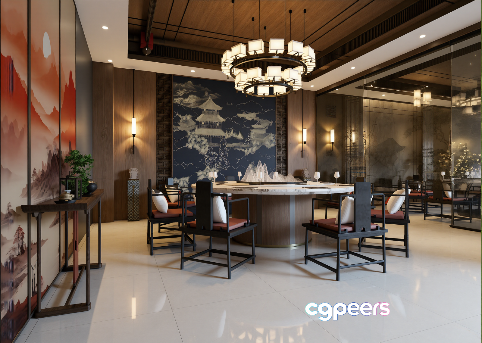 Modern Asian Dining Room 3D Model - 7189 - VRAY Render Modern Asian Dining Room 3D Model - 7189 - VRAY Render