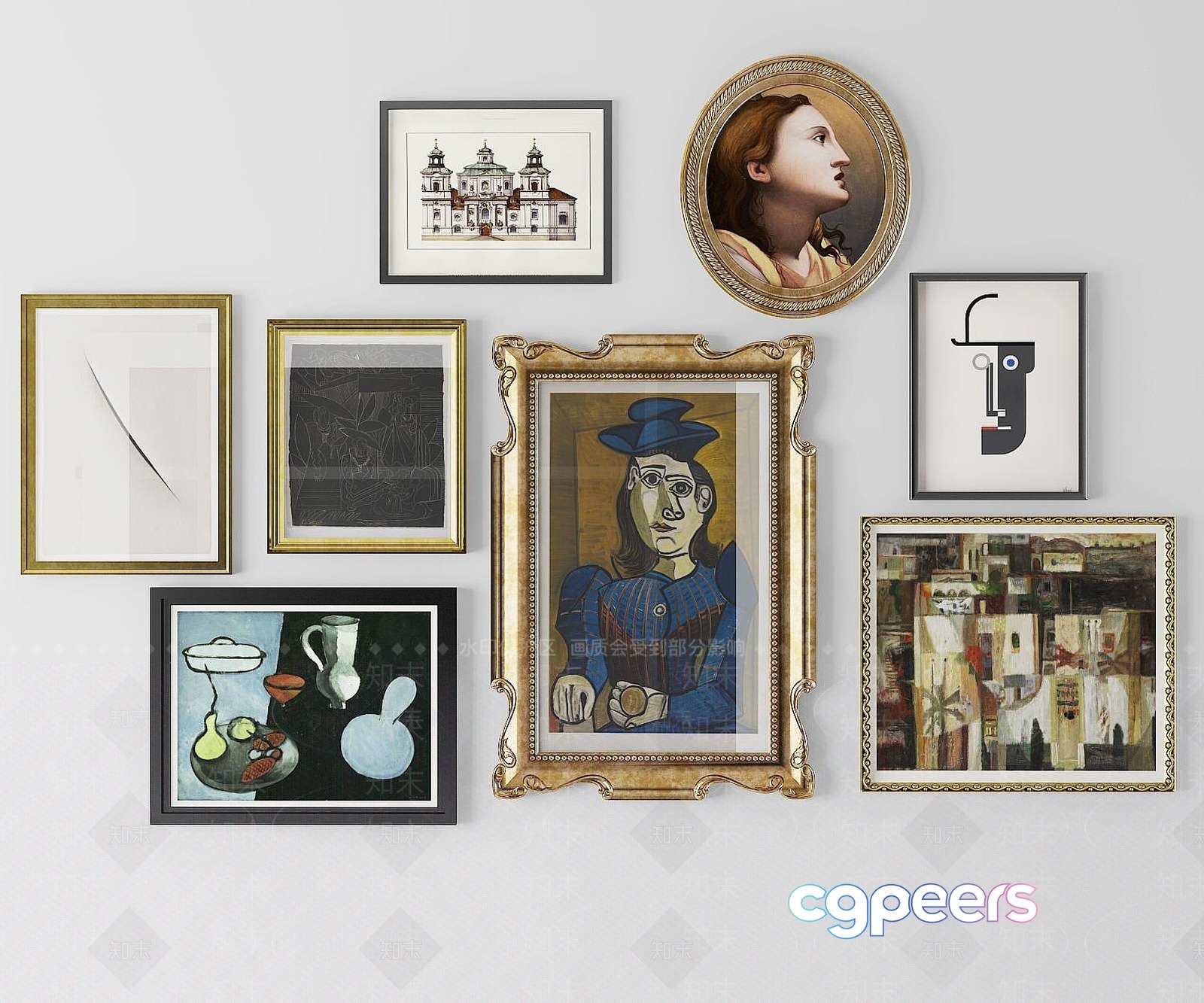 Art Gallery Wall 3D Model - 9495 - VRAY Render Art Gallery Wall 3D Model - 9495 - VRAY Render
