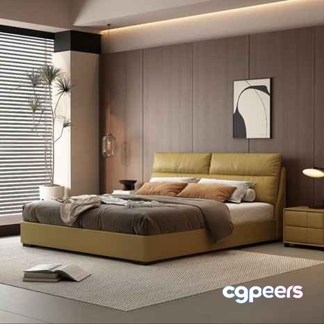 Cozy Modern Bedroom 3D Model - 6045 - VRAY Render
