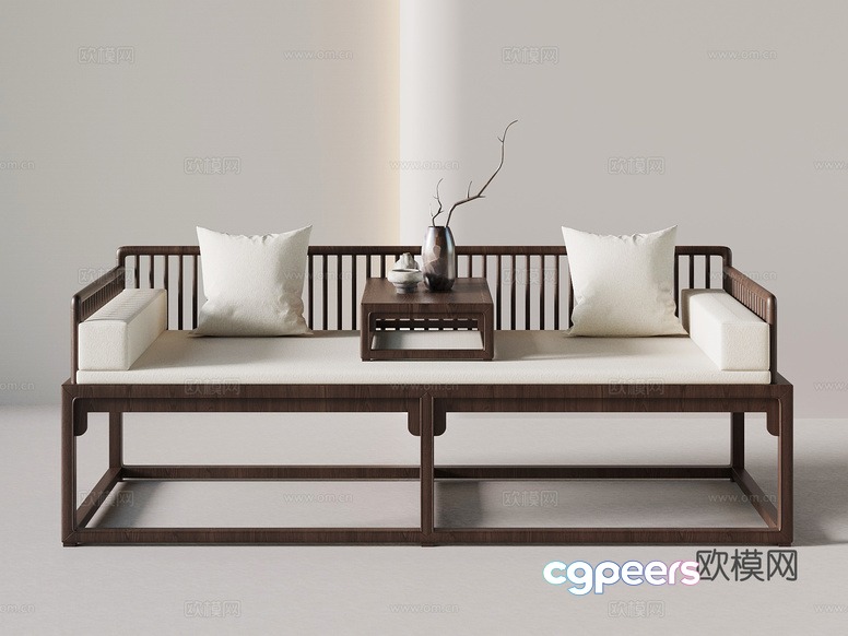 Traditional Asian-Style Sofa 3D Model - 10305 - VRAY Render