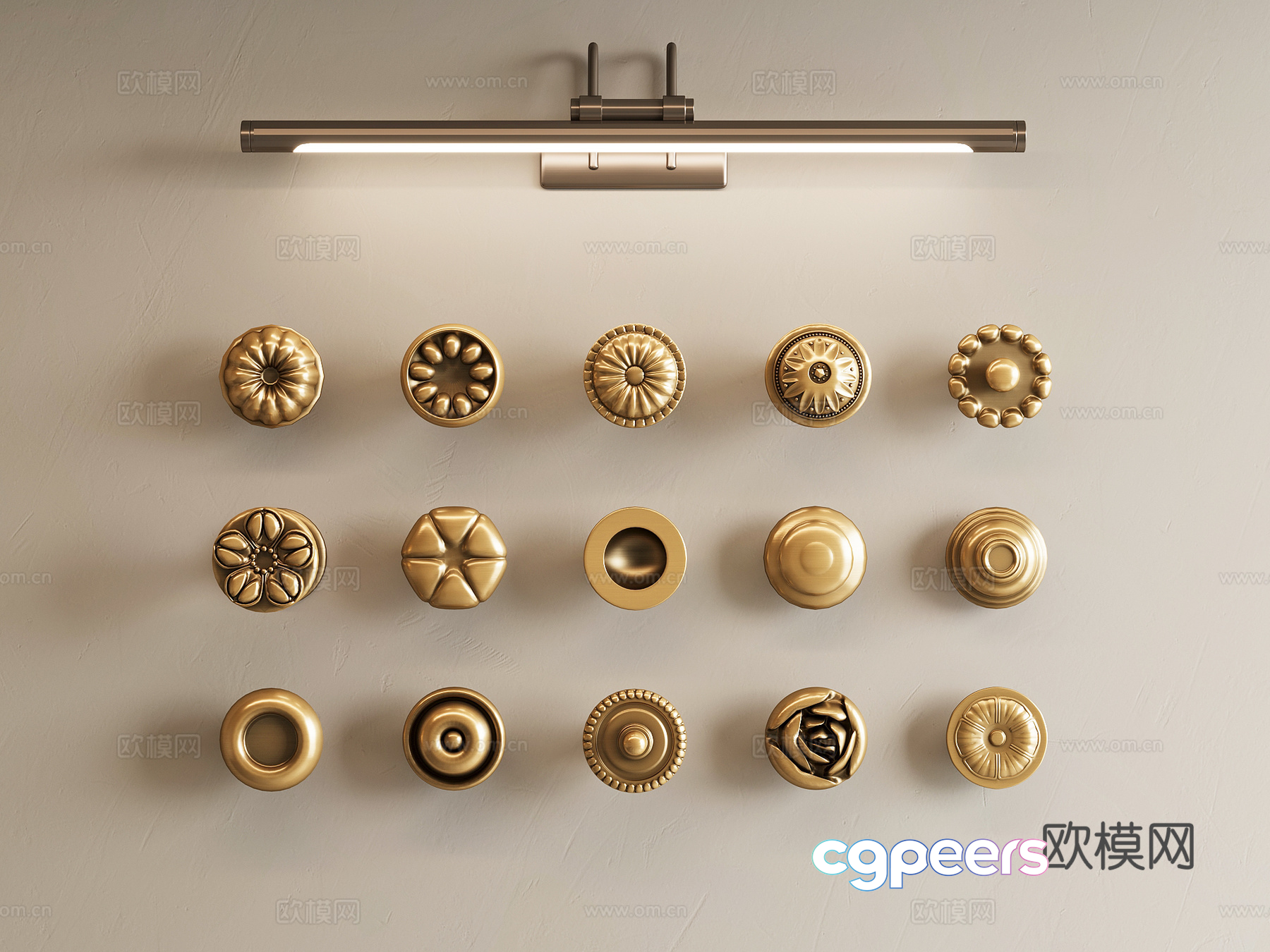 Gold Light Fixture 3D Model - 4927 - VRAY Render