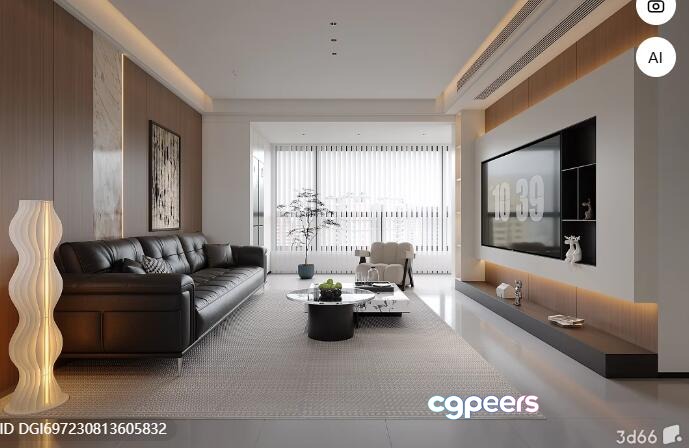 Modern Living Room 3D Model - 15320 - VRAY Render