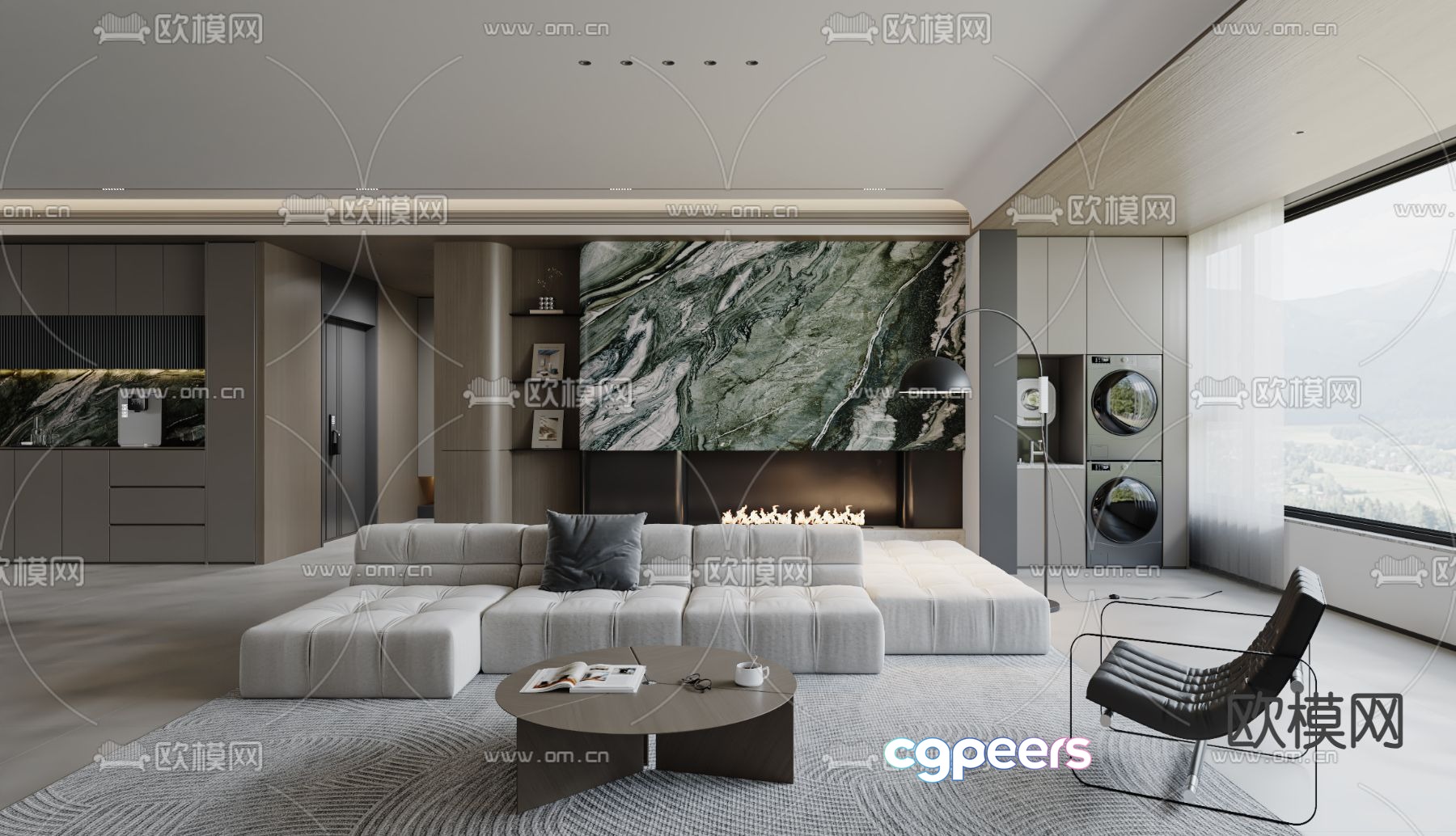 Modern Living Room 3D Model - 13031 - VRAY Render