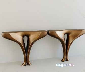 Two Bronze Tables 3D Model - 6239 - CORONA Render Two Bronze Tables 3D Model - 6239 - CORONA Render