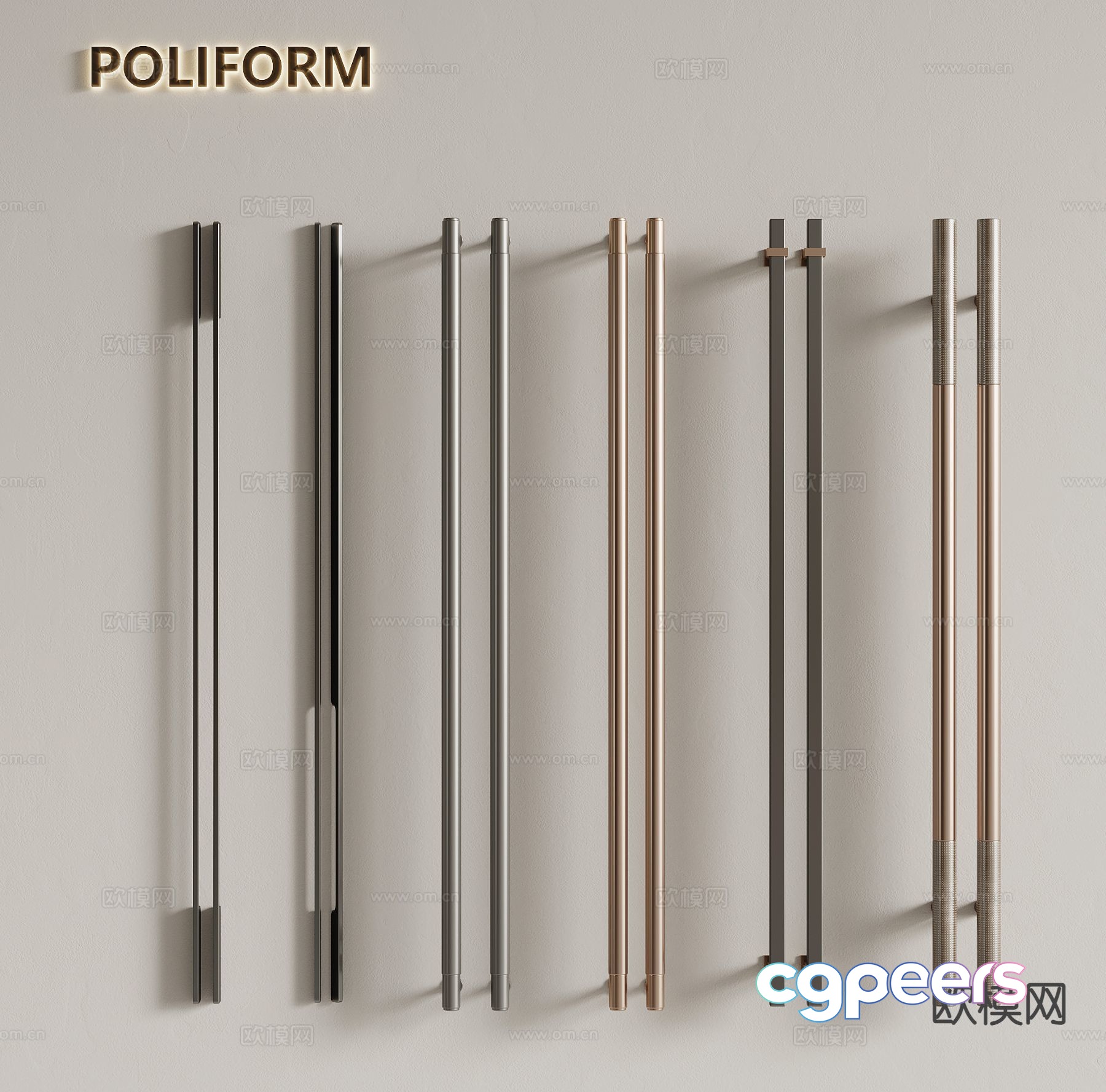 Metal Door Handles 3D Model - 16795 - VRAY Render