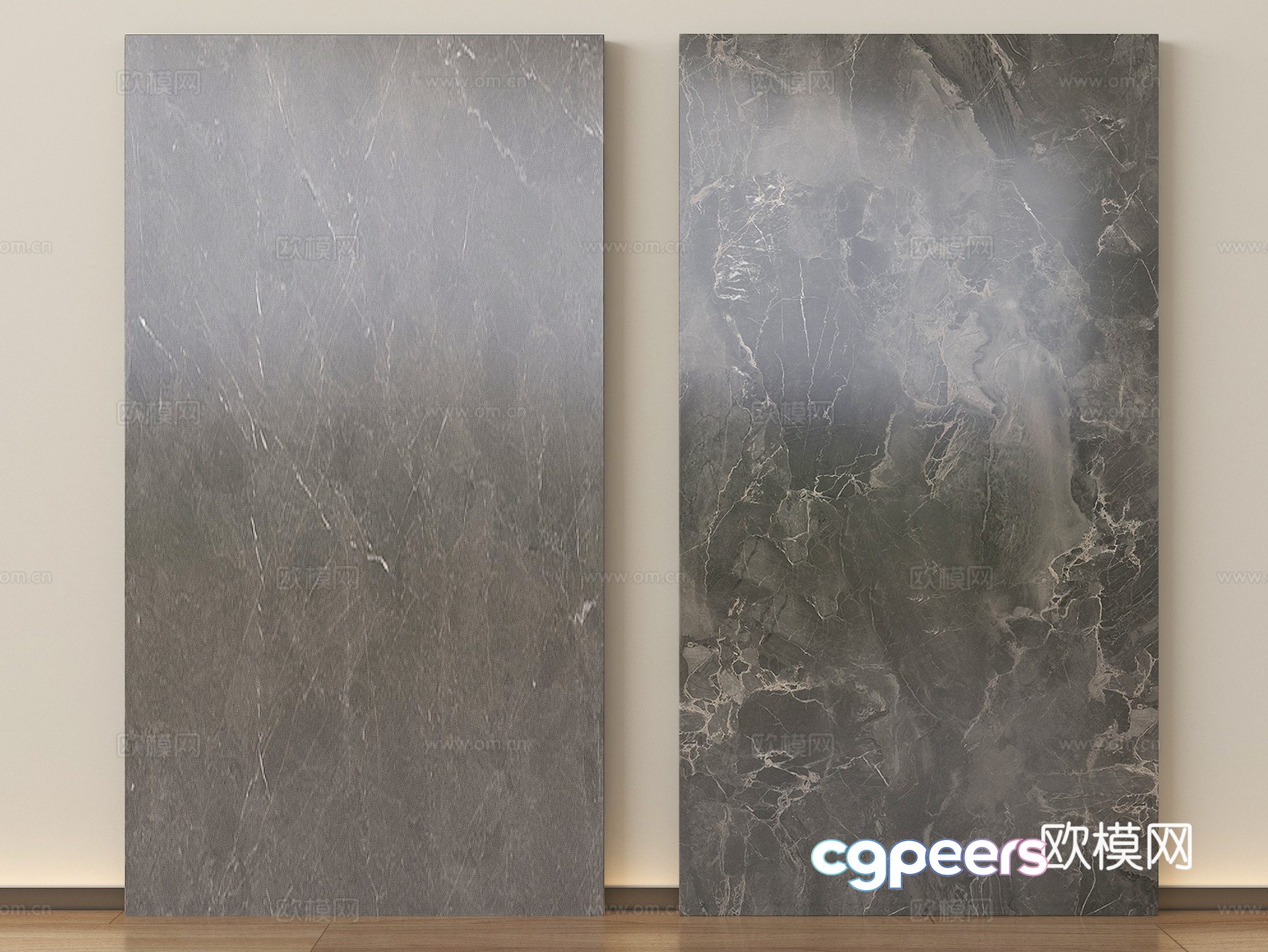 Two Large Grey Marble Panels 3D Model - 13328 - VRAY Render