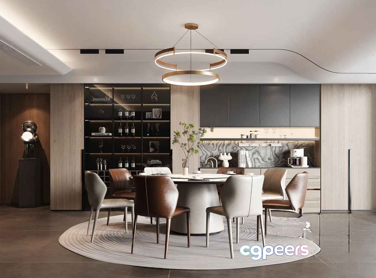 Modern Dining Room 3D Model - 3731 - VRAY Render Modern Dining Room 3D Model - 3731 - VRAY Render