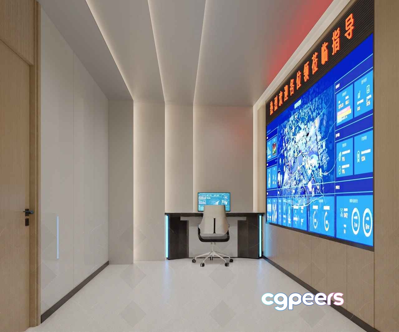 Modern Office Space 3D Model - 2968 - VRAY Render