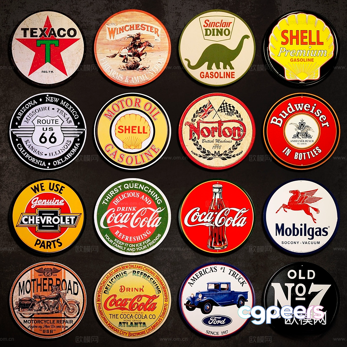Retro Gas Station Signs 3D Model - 5446 - VRAY Render Retro Gas Station Signs 3D Model - 5446 - VRAY Render