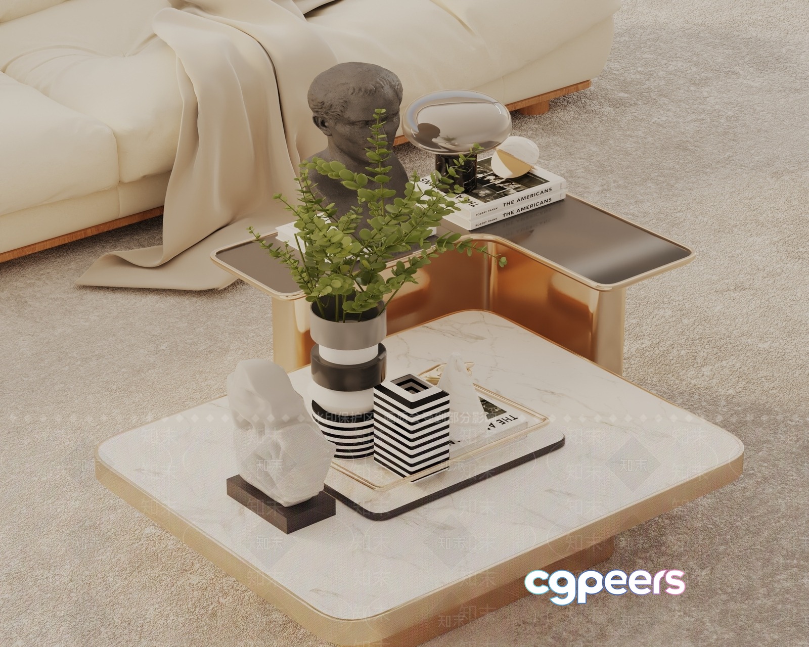 Modern Living Room 3D Model - 18510 - VRAY Render