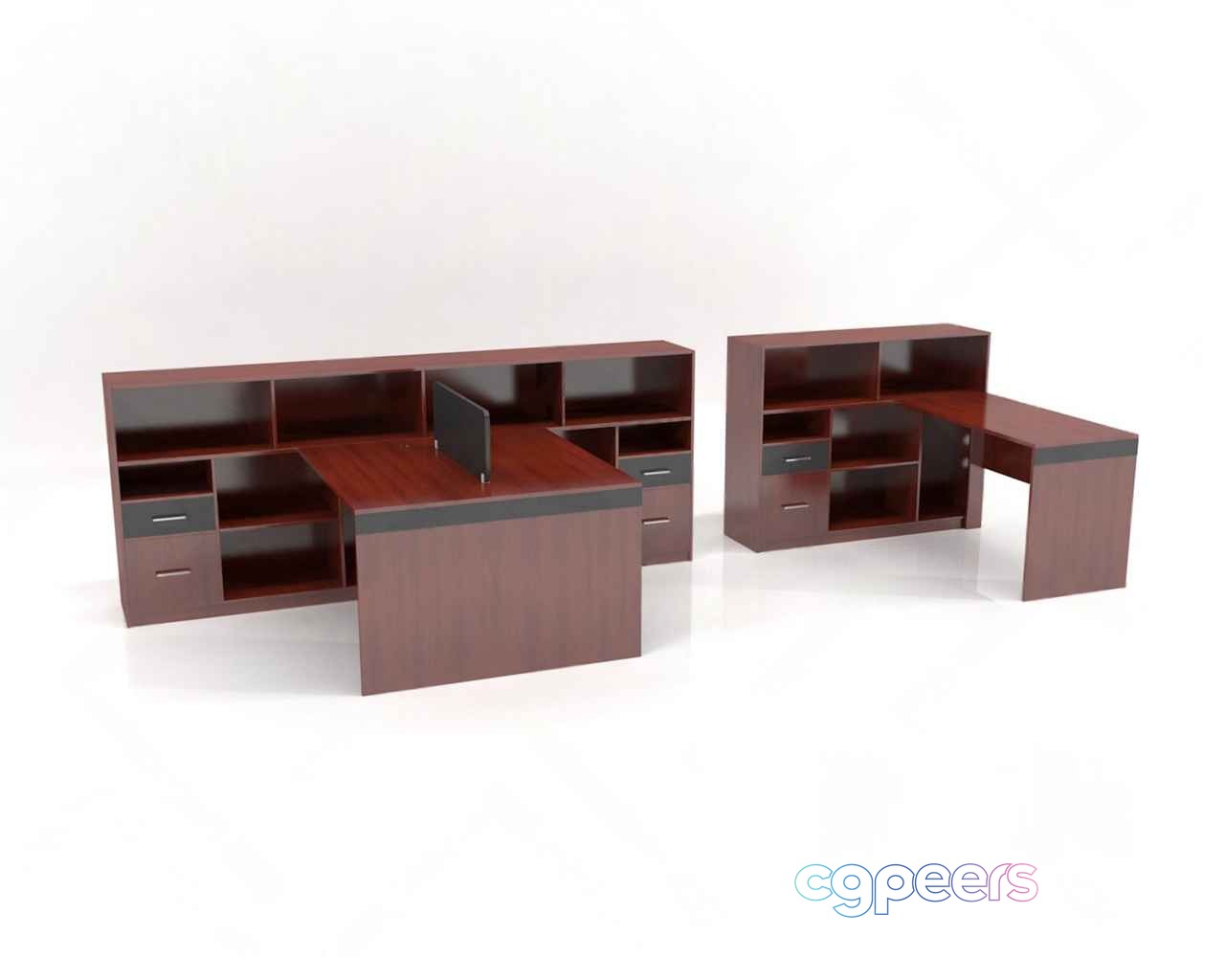 A Brown Office Desk 3D Model - 4569 - VRAY Render