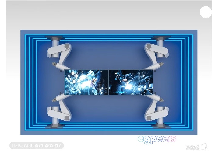 A Computer Monitor With Robotic Arms 3D Model - 15971 - VRAY Render
