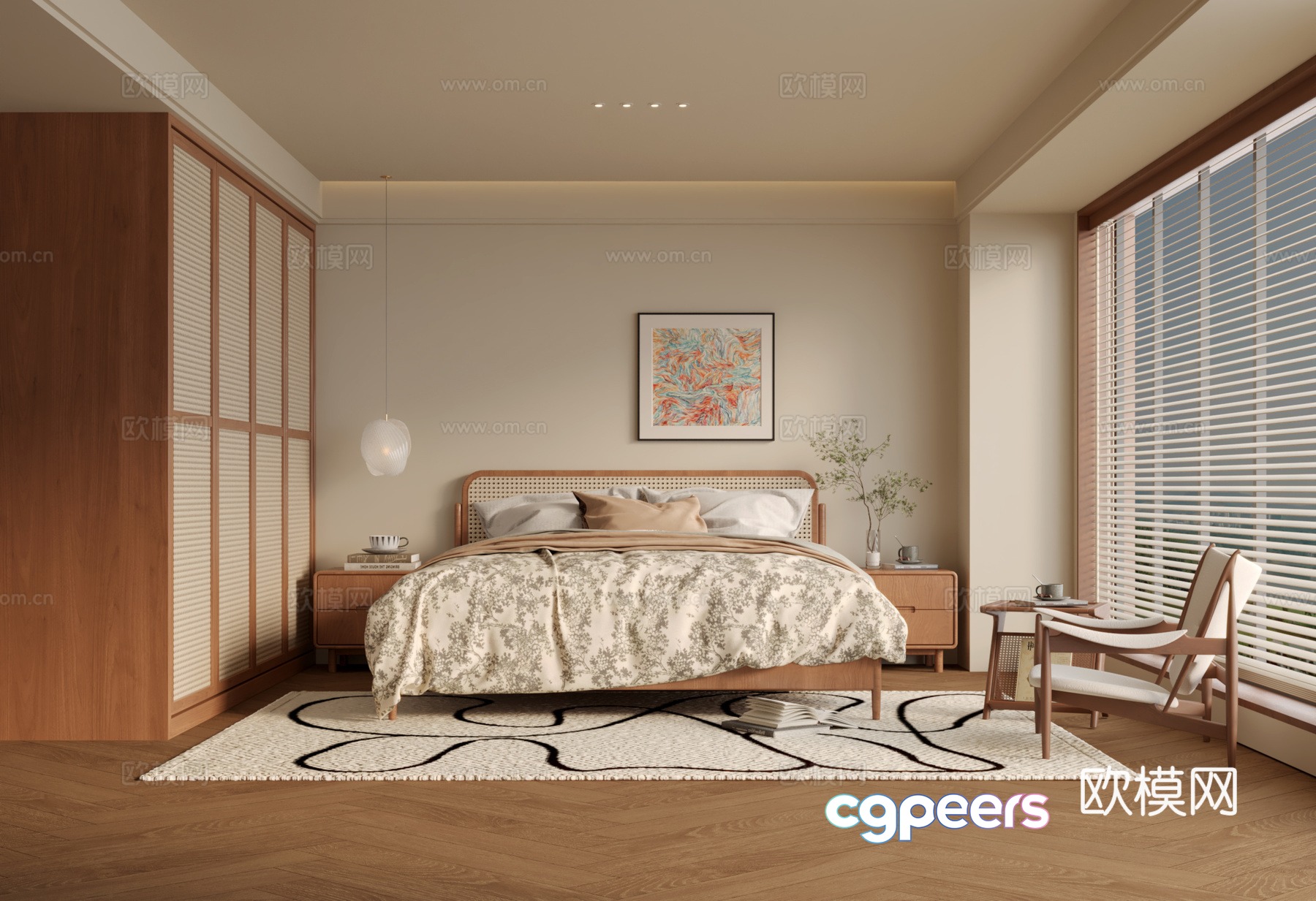 Cozy Bedroom 3D Model - 8517 - VRAY Render Cozy Bedroom 3D Model - 8517 - VRAY Render