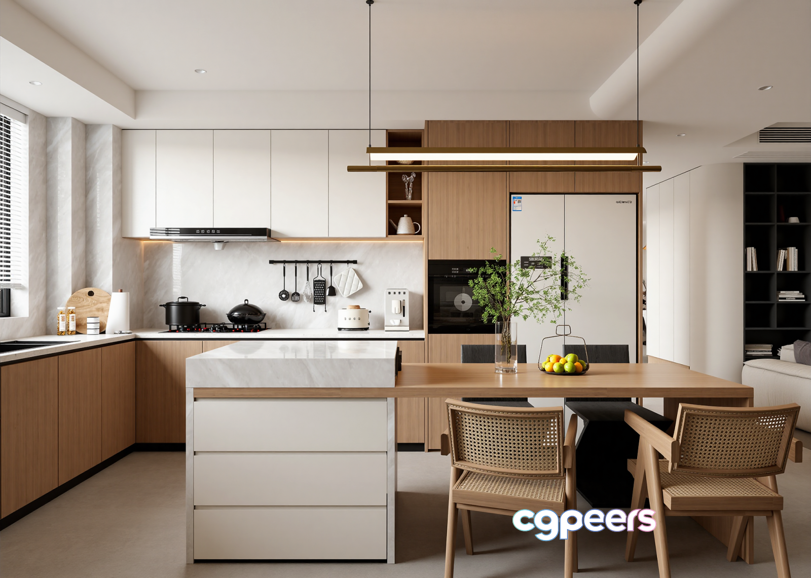 Modern Kitchen Space 3D Model - 17471 - VRAY Render Modern Kitchen Space 3D Model - 17471 - VRAY Render