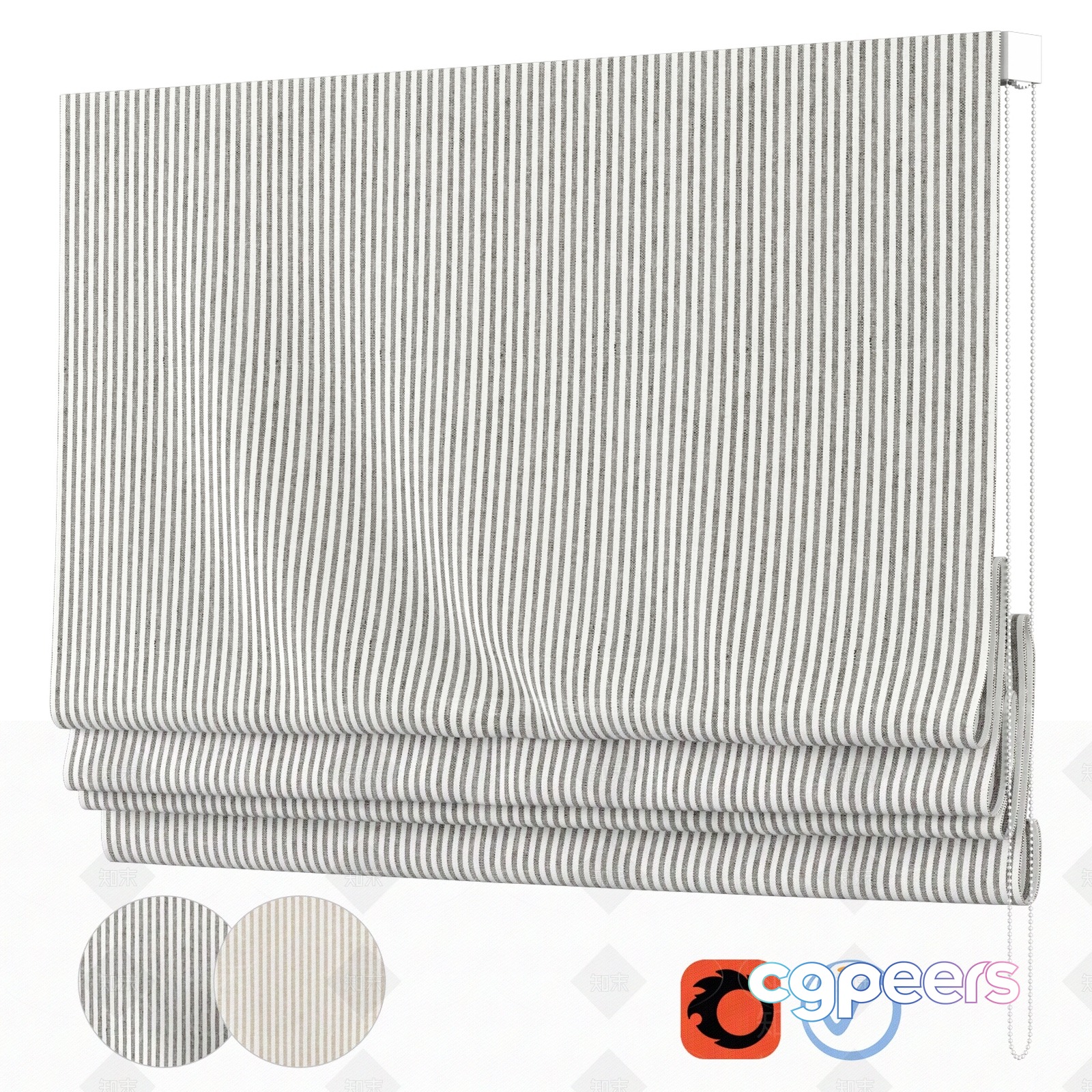 A Striped Curtain 3D Model - 10893 - VRAY Render A Striped Curtain 3D Model - 10893 - VRAY Render