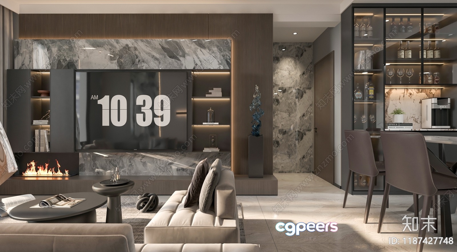 Modern Living Room 3D Model - 12385 - VRAY Render Modern Living Room 3D Model - 12385 - VRAY Render