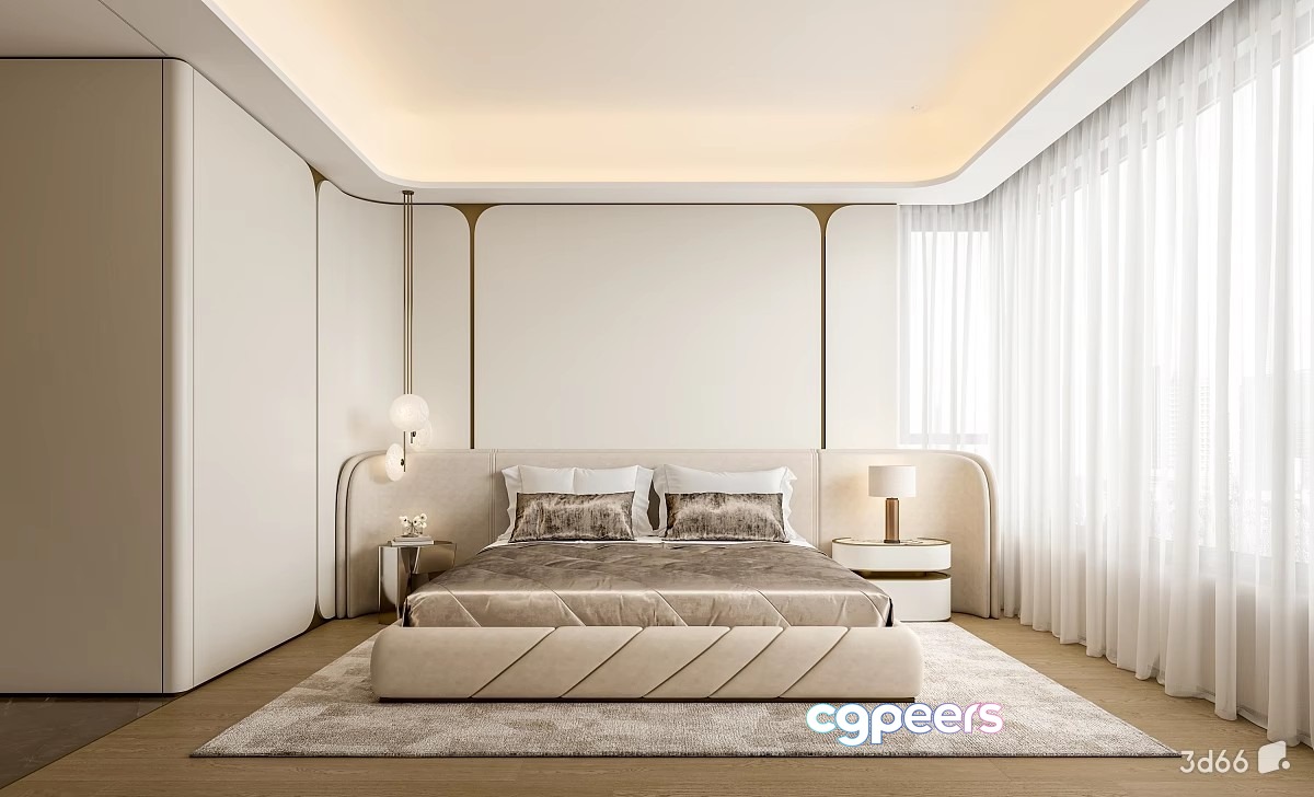 Modern Minimalist Bedroom 3D Model - 19743 - VRAY Render Modern Minimalist Bedroom 3D Model - 19743 - VRAY Render