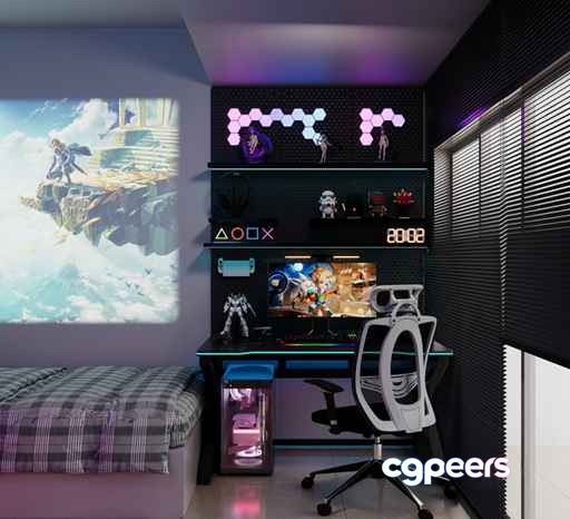 Modern Gaming Room 3D Model - 790 - CORONA Render Modern Gaming Room 3D Model - 790 - CORONA Render