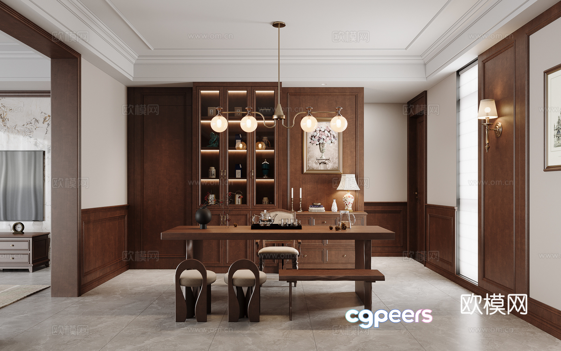 Classic Dining Room 3D Model - 3760 - VRAY Render