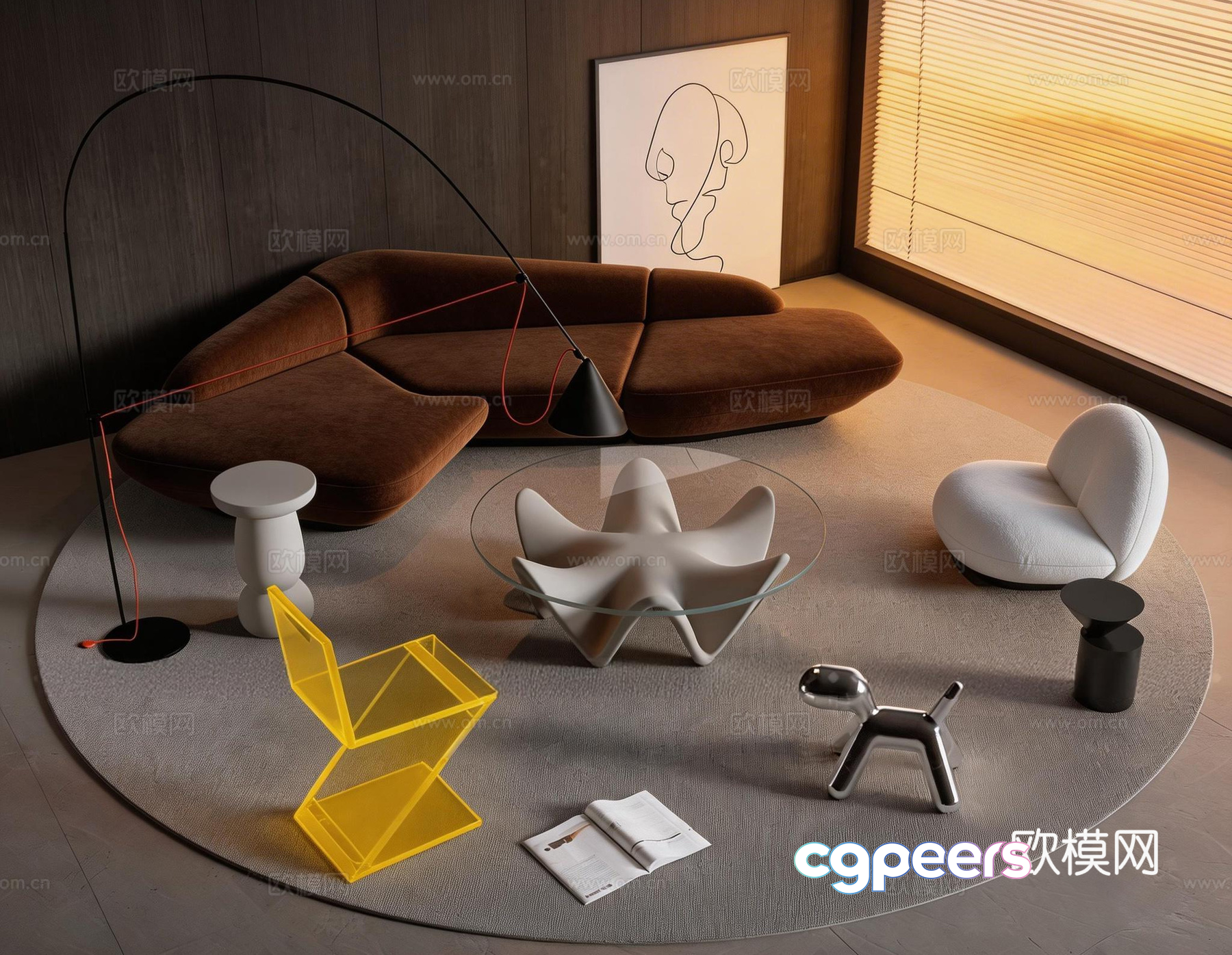 Modern Living Room 3D Model - 4102 - VRAY Render