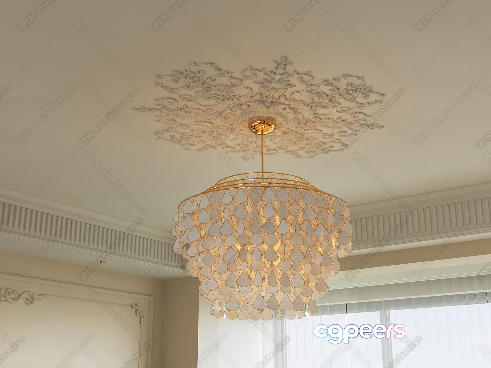 A Gold Chandelier 3D Model - 13833 - CORONA Render A Gold Chandelier 3D Model - 13833 - CORONA Render