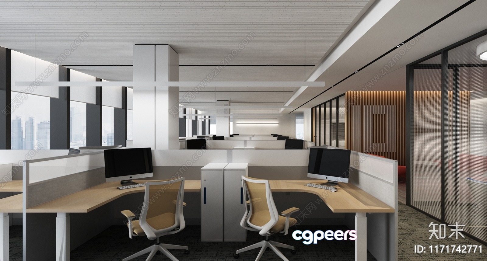 Modern Office Space 3D Model - 21828 - VRAY Render